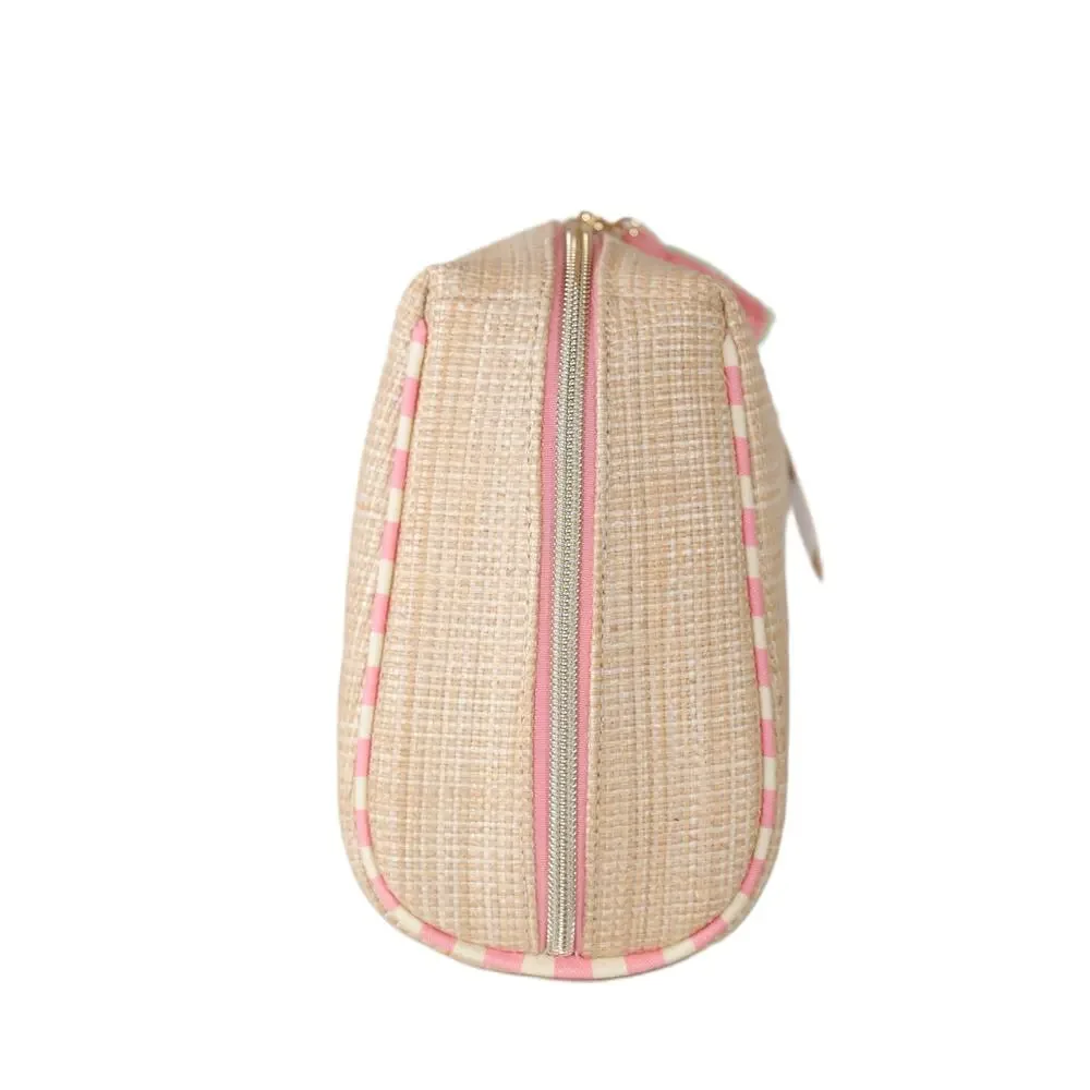 Spartina 449 Boho Large Faux Straw Cosmetic Pouch – Palm Tree – NWT